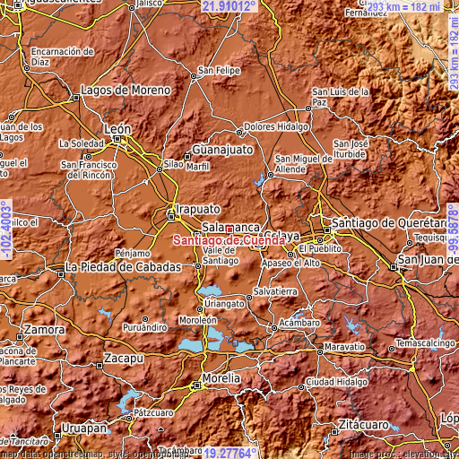 Topographic map of Santiago de Cuenda