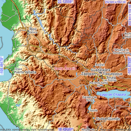 Topographic map of Santa Rosalía