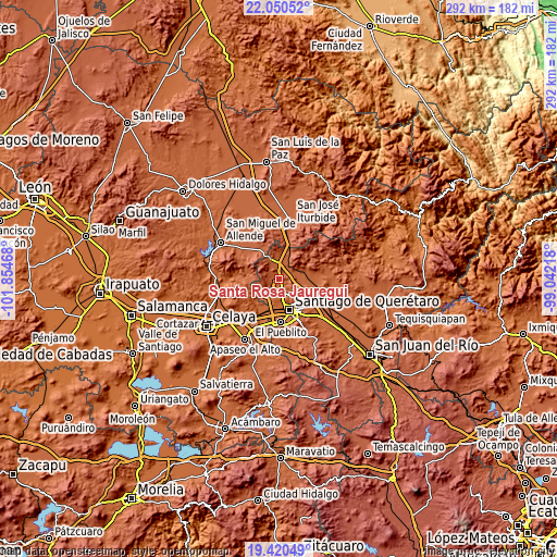 Topographic map of Santa Rosa Jauregui