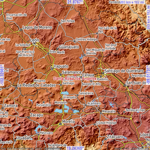 Topographic map of Santa Rosa los Angeles