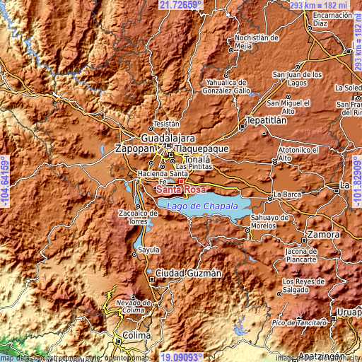 Topographic map of Santa Rosa