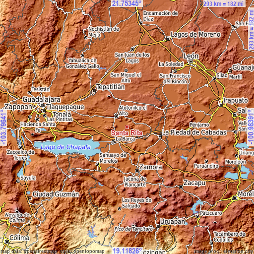 Topographic map of Santa Rita