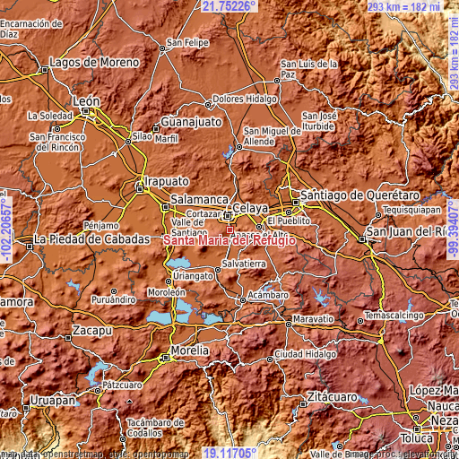 Topographic map of Santa María del Refugio