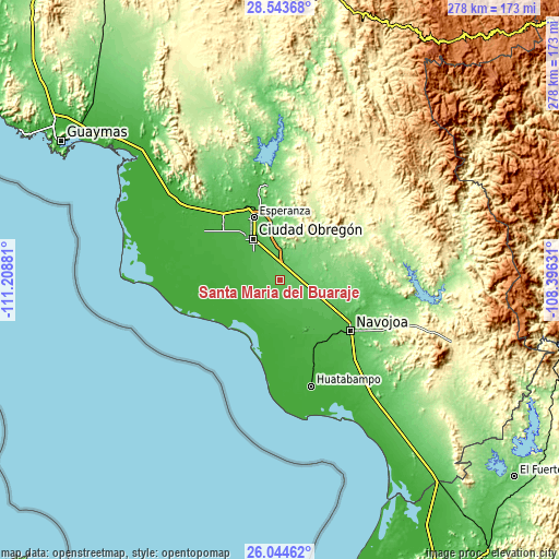 Topographic map of Santa María del Buáraje