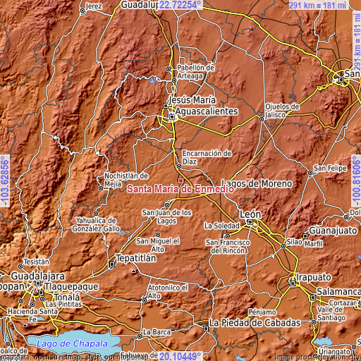 Topographic map of Santa María de Enmedio
