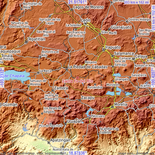 Topographic map of Santa Fe del Río