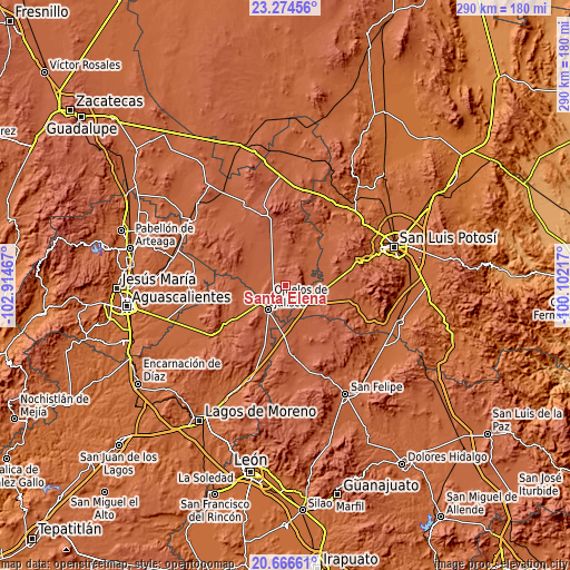 Topographic map of Santa Elena