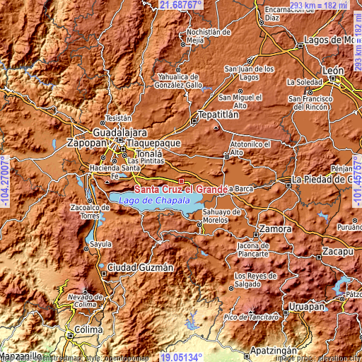 Topographic map of Santa Cruz el Grande