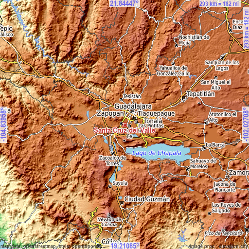 Topographic map of Santa Cruz del Valle