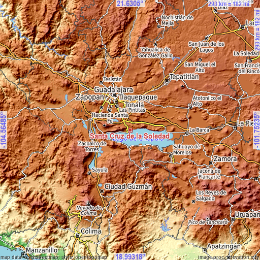 Topographic map of Santa Cruz de la Soledad