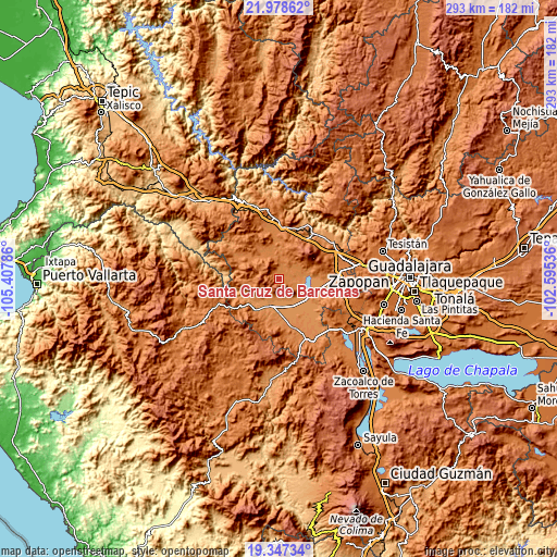 Topographic map of Santa Cruz de Bárcenas