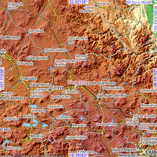 Topographic map of Santa Cruz