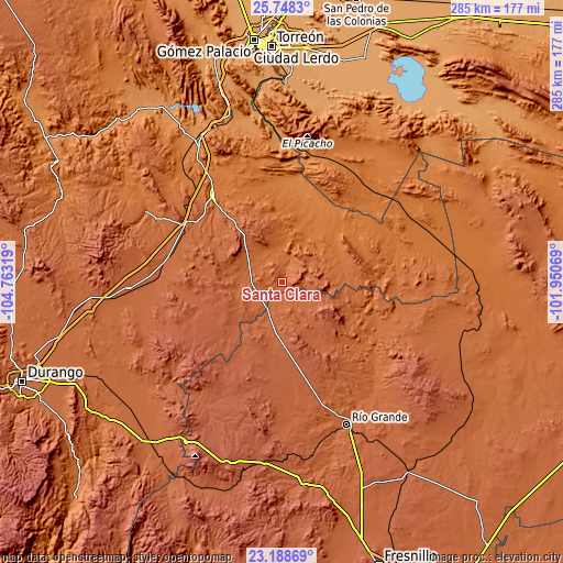 Topographic map of Santa Clara