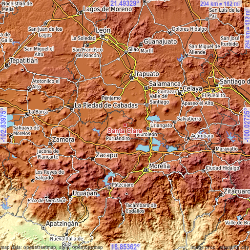 Topographic map of Santa Clara