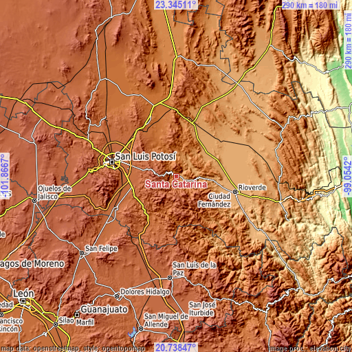 Topographic map of Santa Catarina