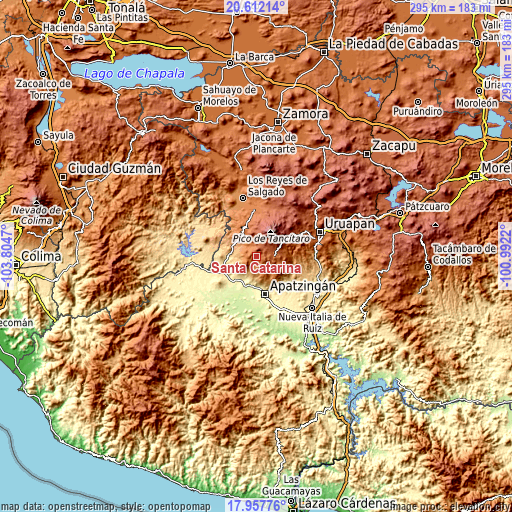 Topographic map of Santa Catarina