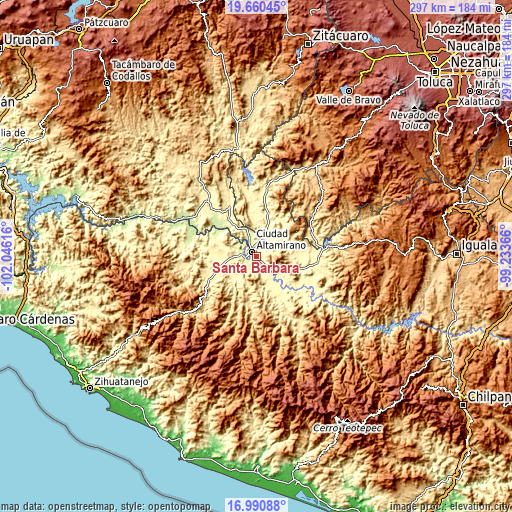 Topographic map of Santa Bárbara