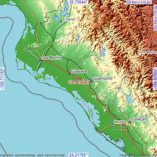 Topographic map of San Rafael