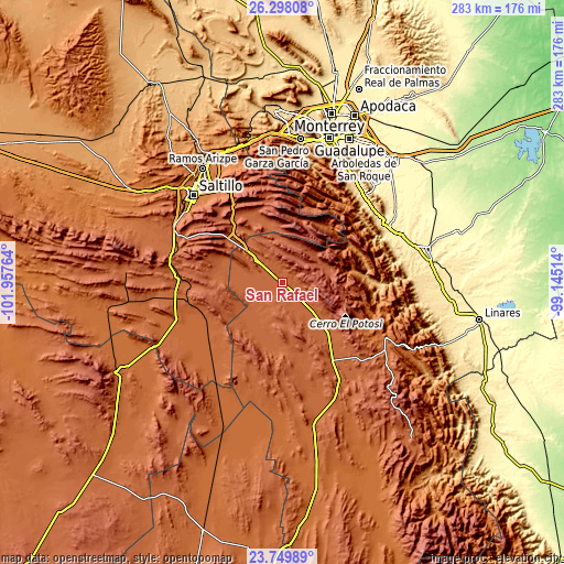 Topographic map of San Rafael