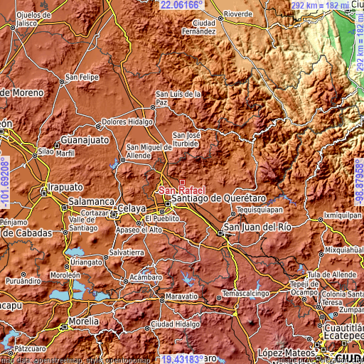 Topographic map of San Rafael