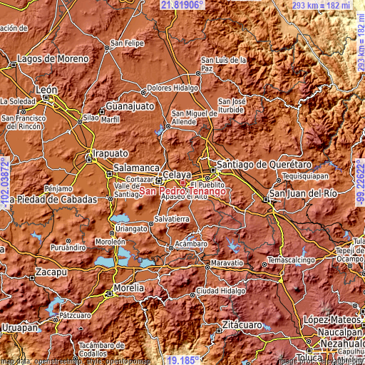 Topographic map of San Pedro Tenango