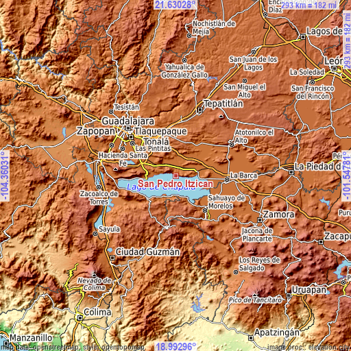 Topographic map of San Pedro Itzicán