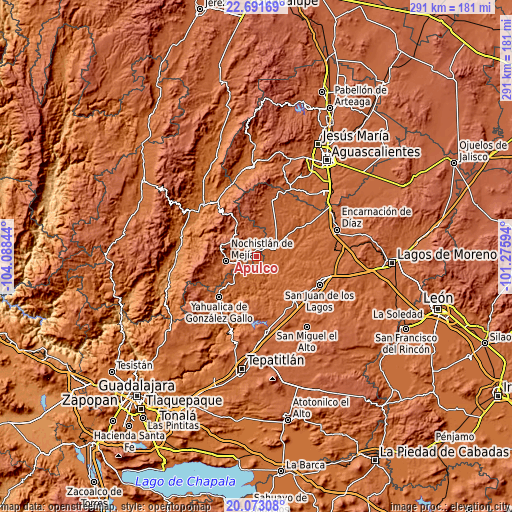 Topographic map of Apulco