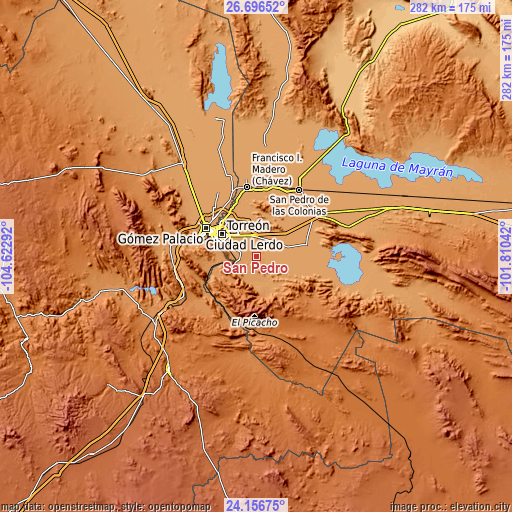 Topographic map of San Pedro