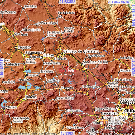 Topographic map of San Pedro