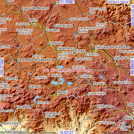 Topographic map of San Nicolás de los Agustinos