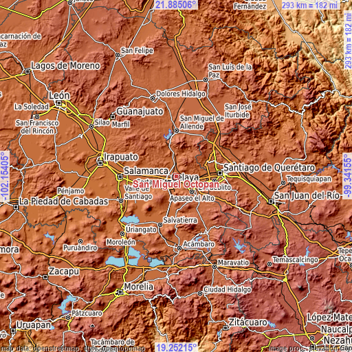 Topographic map of San Miguel Octopan