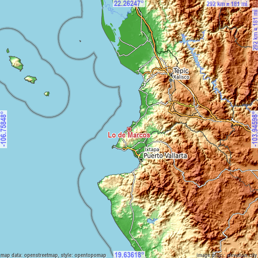 Topographic map of Lo de Marcos