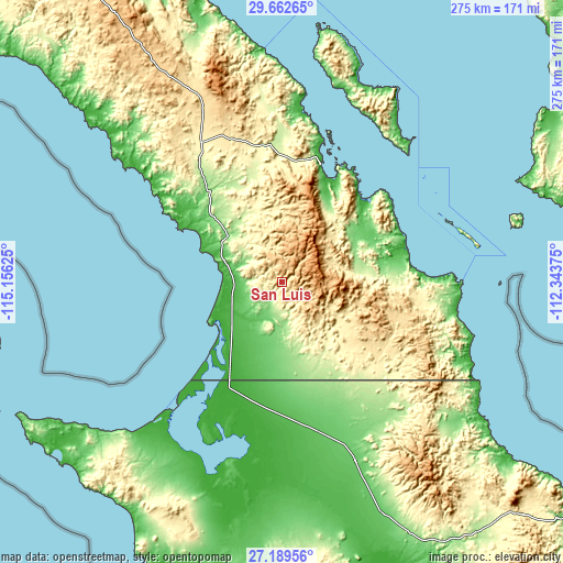Topographic map of San Luis