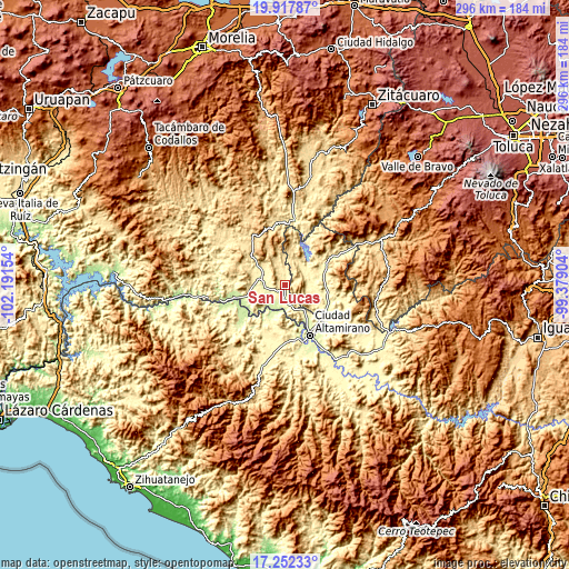 Topographic map of San Lucas