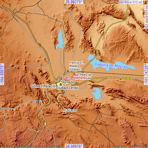 Topographic map of San Lorenzo