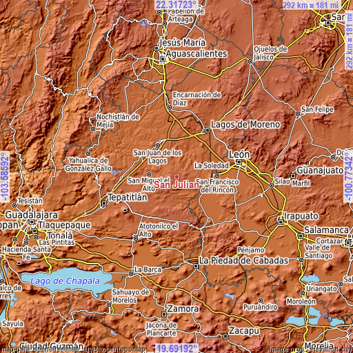 Topographic map of San Julián