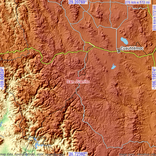 Topographic map of San Juanito