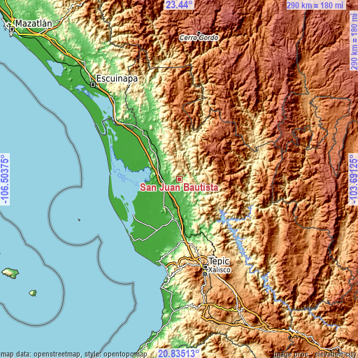 Topographic map of San Juan Bautista