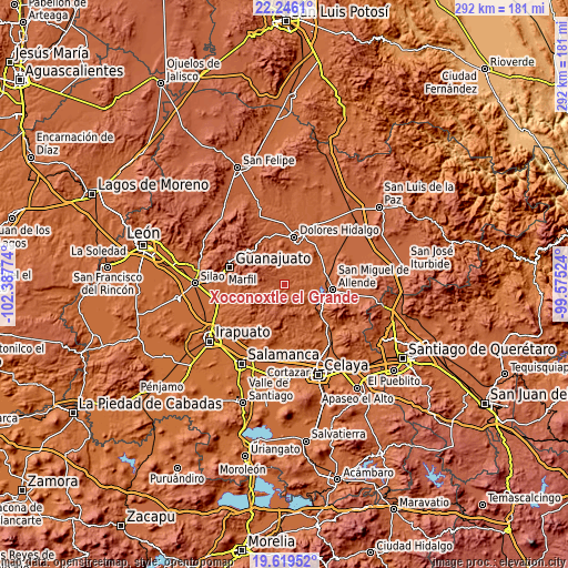 Topographic map of Xoconoxtle el Grande