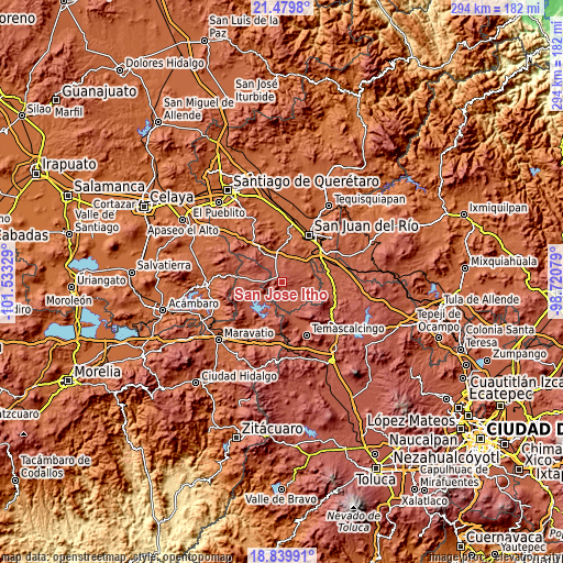 Topographic map of San José Itho