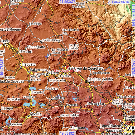 Topographic map of San José el Alto