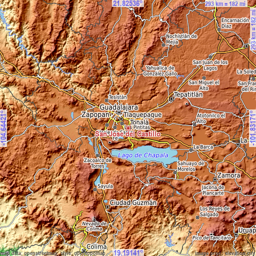 Topographic map of San José del Castillo
