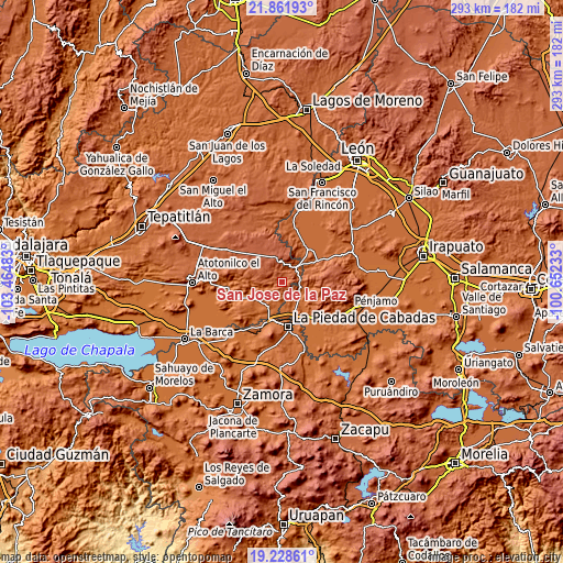 Topographic map of San José de la Paz