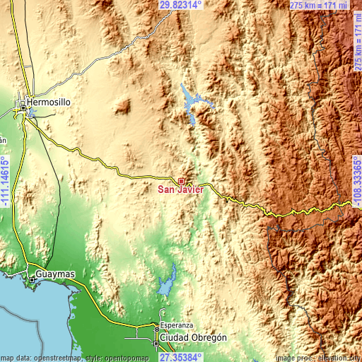 Topographic map of San Javier