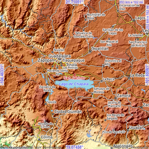 Topographic map of San Jacinto