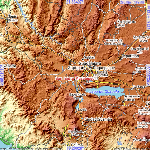 Topographic map of San Isidro Mazatepec