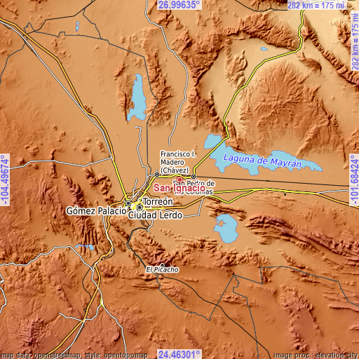 Topographic map of San Ignacio