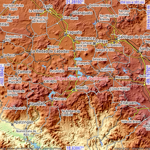 Topographic map of Doctor Miguel Silva (San Guillermo)