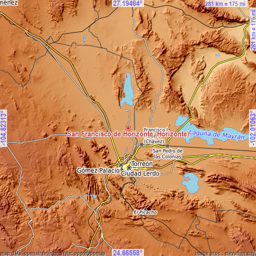 Topographic map of San Francisco de Horizonte (Horizonte)