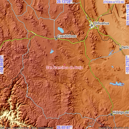 Topographic map of San Francisco de Borja